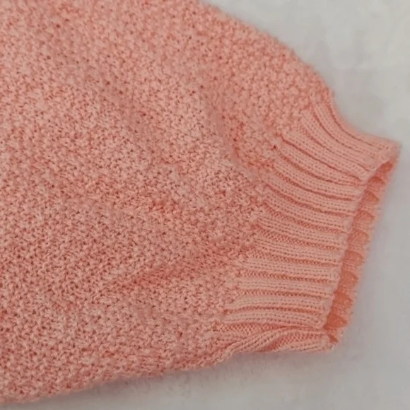 Vintage Peach Embroidered Flower Short‎ Sleeve Sweater - Picture 8 of 16